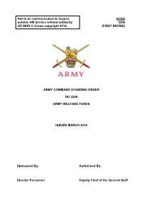 Army Command Standing Order No 3206 Army Welfare
