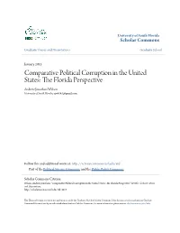 Comparative Political Corruption in the United States: the Lorf Ida Perspective Andrew Jonathon Wilson University of South Florida, Ajw4141@Gmail.Com