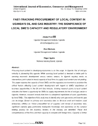 Fast-Tracking Procurement of Local Content in Uganda's Oil and Gas Industry