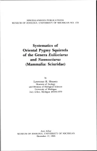 Systematics of Oriental Pygmy Squirrels of the Genera Exilisciurus and Nannosciurus (Mammalia: Sciuridae)