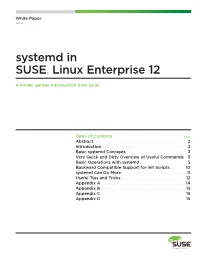 Systemd in SUSE® Linux Enterprise 12