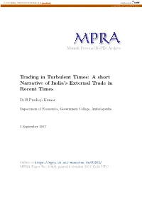 A Short Narrative of India's External Trade in Recent Times