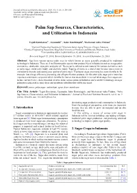 Palm Sap Sources, Characteristics, and Utilization in Indonesia