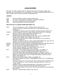 Selected CV Joan Snyder