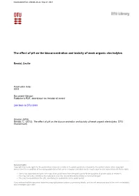 The Effect of Ph on the Bioconcentration and Toxicity of Weak Organic Electrolytes