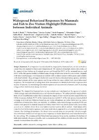 Widespread Behavioral Responses by Mammals and Fish to Zoo Visitors Highlight Diﬀerences Between Individual Animals