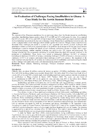 An Evaluation of Challenges Facing Smallholders in Ghana: a Case Study for the Aowin Suaman District