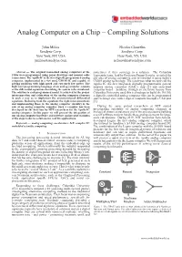 Analog Computer on a Chip – Compiling Solutions