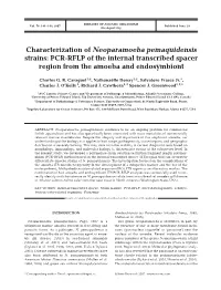 Characterization of Neoparamoeba Pemaquidensis Strains: PCR-RFLP of the Internal Transcribed Spacer Region from the Amoeba and Endosymbiont