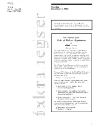 Code of Federal Regulations GPO Access