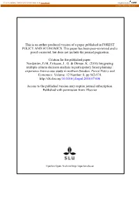 Integrating Multiple Criteria Decision Analysis in Participatory Forest Planning : Experience from a Case Study in Northern Sweden