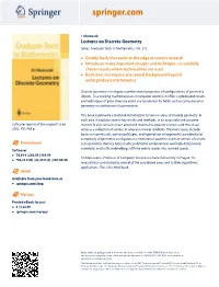 Lectures on Discrete Geometry Series: Graduate Texts in Mathematics, Vol