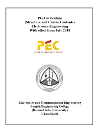PG-Curriculum (Structure and Course Contents) Electronics Engineering with Effect from July 2018