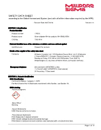 SAFETY DATA SHEET According to the Global Harmonized System (And with All of the Information Required by the HPR)