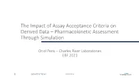 The Impact of Assay Acceptance Criteria on Derived Data – Pharmacokinetic Assessment Through Simulation