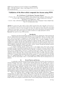 Validation of the Thin-Walled Composite Box Beams Using FEM