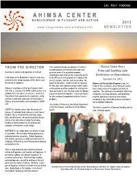 Ahimsa Center Nonviolence in Thought and Action 2013 Newsletter