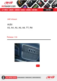 Audi A3, A4, A5, A6, A8, Tt, R8