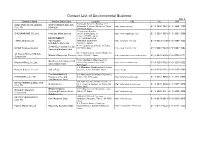 Contact List of Environmental Business