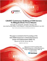 Continuous Auditing of SSH Servers to Mitigate Brute-Force Attacks Phuong M