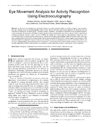 Eye Movement Analysis for Activity Recognition Using Electrooculography