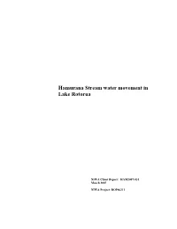 Hamurana Stream Water Movement in Lake Rotorua