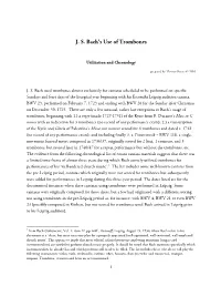 J. S. Bach's Use of Trombones