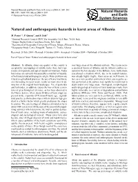 Natural and Anthropogenic Hazards in Karst Areas of Albania