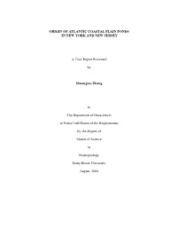 Origin of Atlantic Coastal Plain Ponds in New York and New Jersey