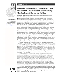 Oxidation-Reduction Potential (ORP) for Water Disinfection Monitoring, Control, and Documentation