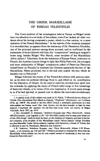 The Greek Marseillaise of Rhigas Velestinlis