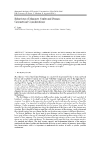 Behaviour of Masonry Vaults and Domes: Geometrical Considerations