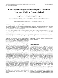 Character Development-Based Physical Education Learning Model in Primary School
