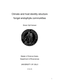 Climate and Host Identity Structure Fungal Endophyte Communities