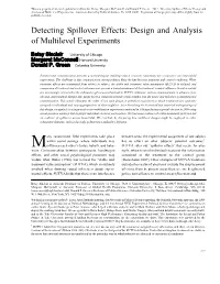 Detecting Spillover Effects: Design and Analysis of Multilevel Experiments