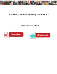 Ebara Pump System Engineering Handbook Pdf
