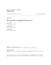 Energy Harvesting from Rainwater Basak Soylu Worcester Polytechnic Institute