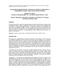 Limitations in Problem Solving Skills in Computational Sciences Majors at University of Oriente