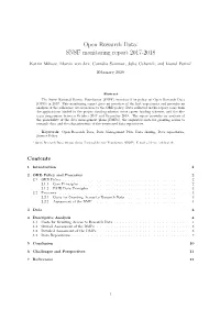 Open Research Data: SNSF Monitoring Report 2017-2018