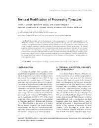 Textural Modification of Processing Tomatoes