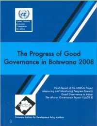 The Progress of Good Governance in Botswana 2008