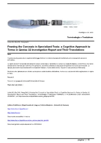 A Cognitive Approach to Terms in Qantas 32 Investigation Report and Their Translations