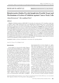 Bioinformatics Studies Provide Insight Into Possible Target and Mechanisms of Action of Nobiletin Against Cancer Stem Cells
