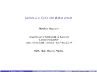 Cyclic and Abelian Groups