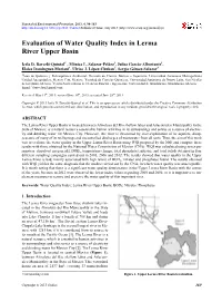 Evaluation of Water Quality Index in Lerma River Upper Basin