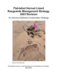 Flat-Tailed Horned Lizard Rangewide Management Strategy, 2002 Revision
