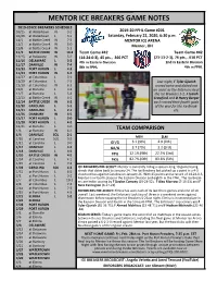 Mentor Ice Breakers Game Notes