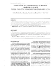 Present State of the Knowledge of Aquatic Mollusks in Peru
