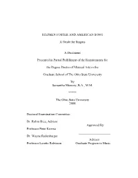 Stephen Foster and American Song a Guide for Singers