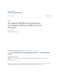 The Impact of Wealth and Sentiment on Consumption: Before and After the Great Recession